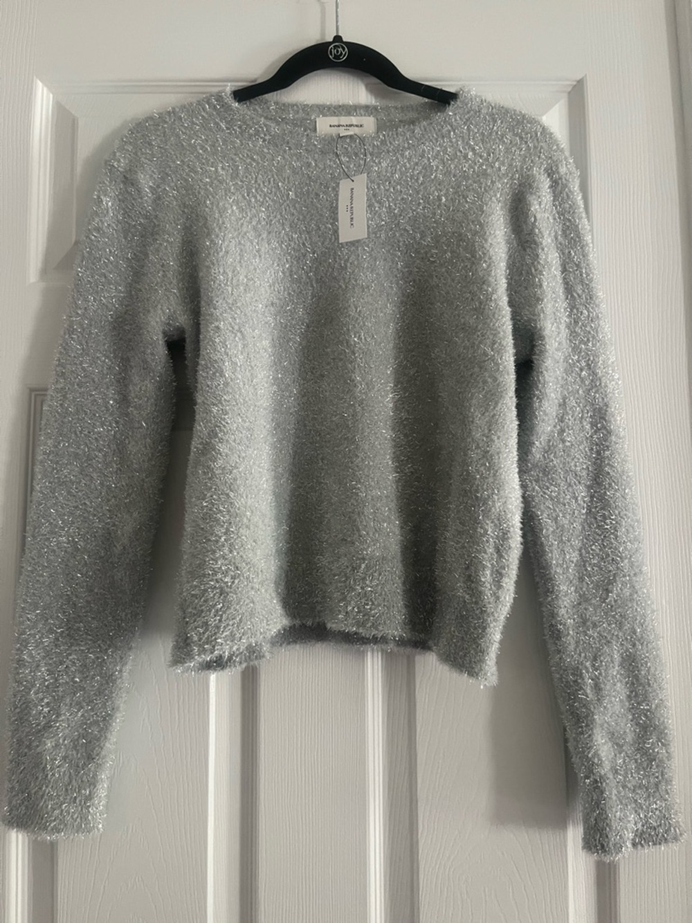 Banana Republic Factory Silver Metallic Crewneck Sweater